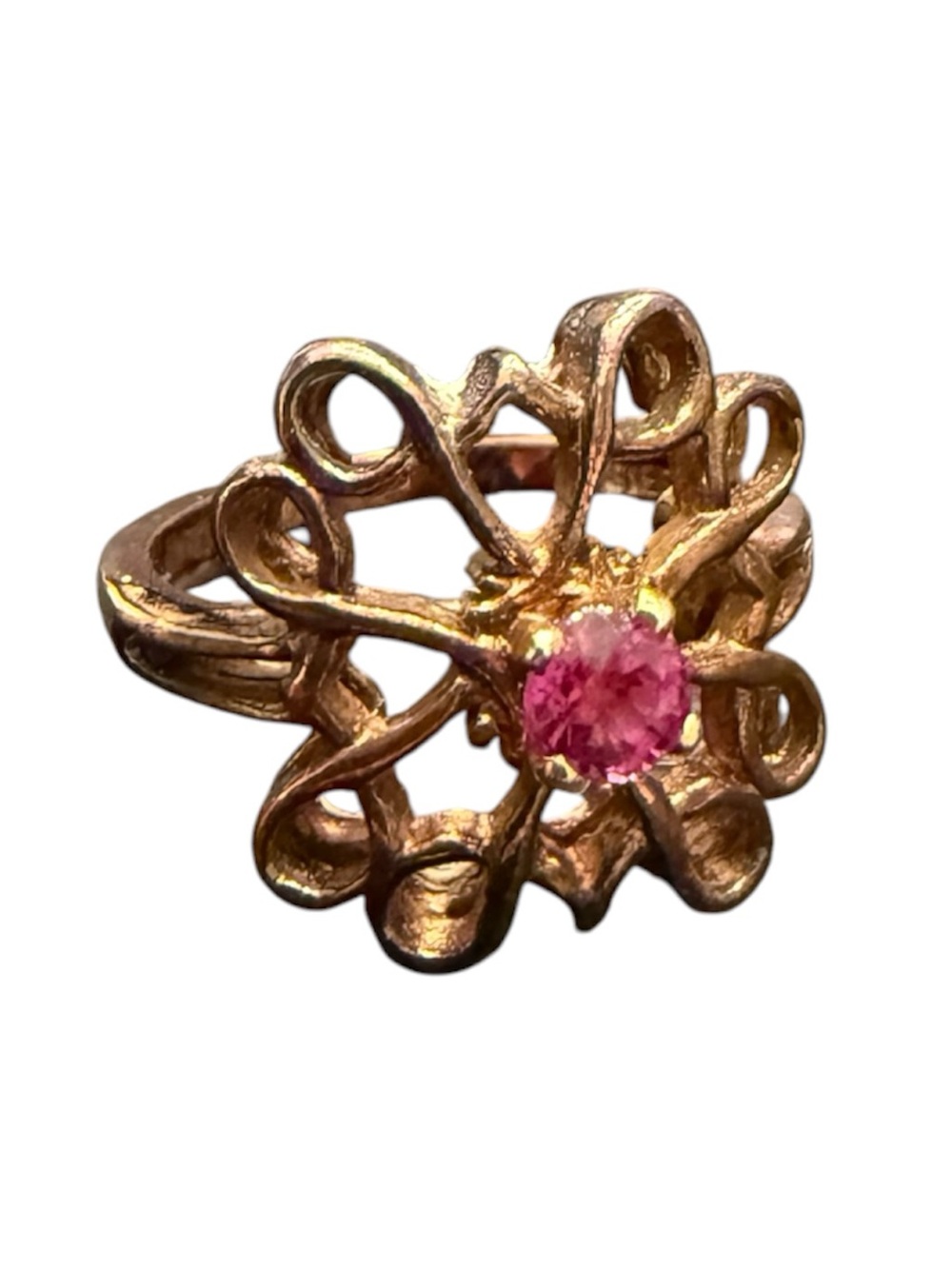 Vintage Designer Avon Ruby Gold Over Sterling Silver Ring Costume Jewelry